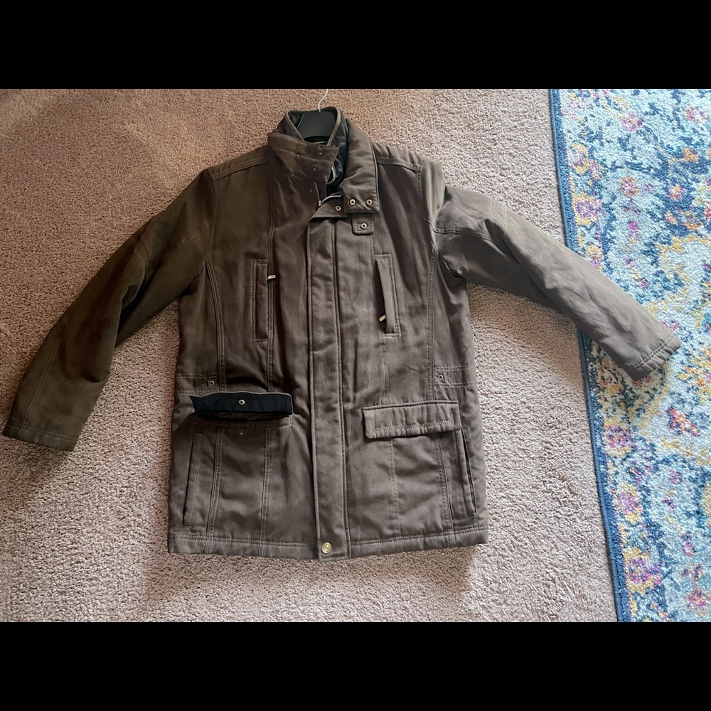 XL Walnut colored Johnston & Murphy Autumn/Winter Jacket w/removable collar.
